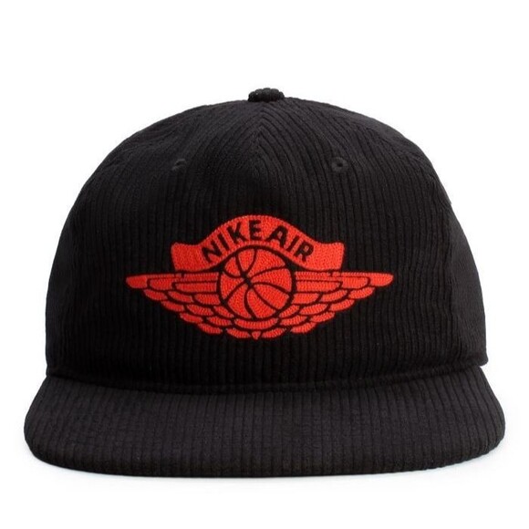 Nike Air Jordan Pro Unstructured Black Corduroy Hat Size M/L IB3937-010 - Picture 1 of 7
